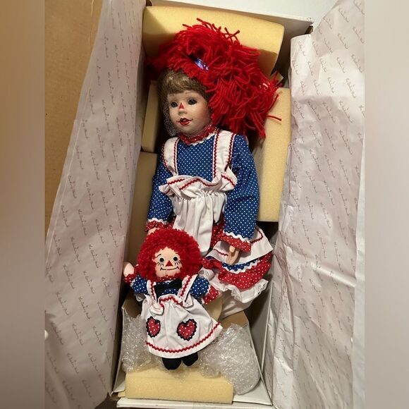 🆕 Vintage Danbury Mint Porcelain Doll Kelly RuBert Raggedy Ann with Papers - Picture 1 of 3